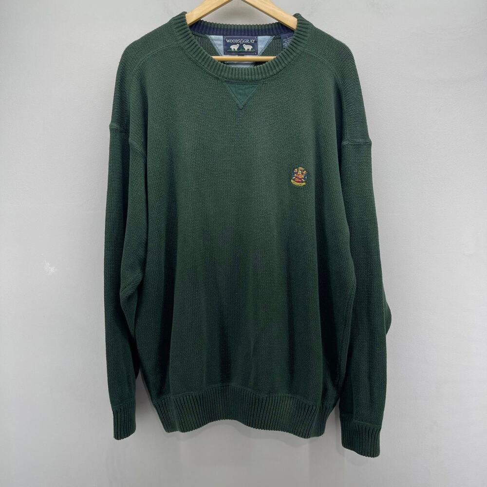 Vintage Woods & Gray Crewneck Sweater Mens Large‎ Green Grandpa Crewneck Cotton